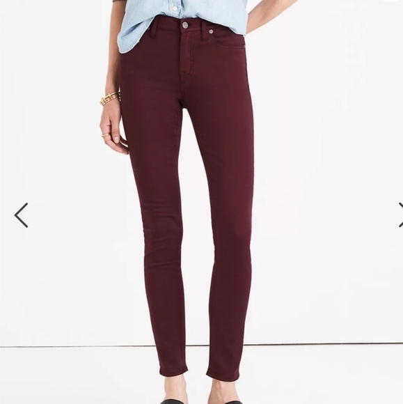 Madewell Women Red 9" High Riser Skinny Skinny Sateen Jeans Size 26 - Picture 2 of 15